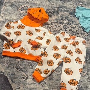 Wonder Nation Pumpkin Hoodie and Pants Set - Orange and White